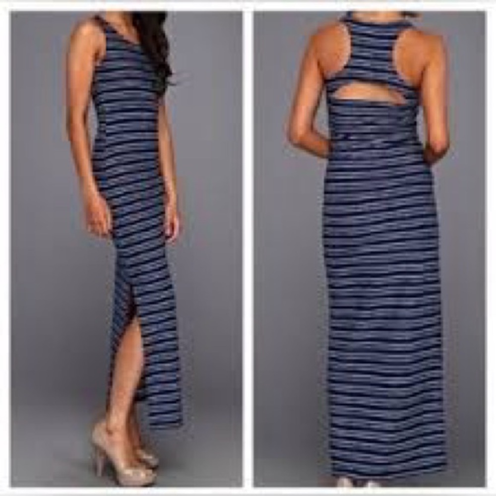 Striped Navy and Black Racerback Maxi Dress